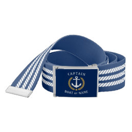 Captain Boat Name Anchor Gold Laurel Rope Stripe Belt