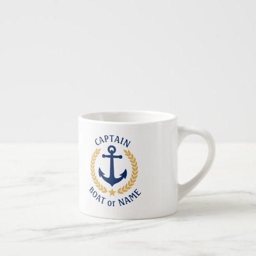 Captain Boat Name Anchor Gold Style Laurel Star Espresso Cup