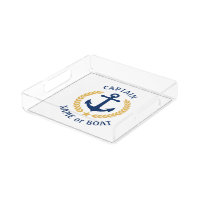 Captain Boat Name Anchor Gold Style Laurel White