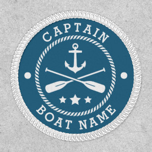 Captain Boat Name Anchor Oars Stars Aqua Blue Patch