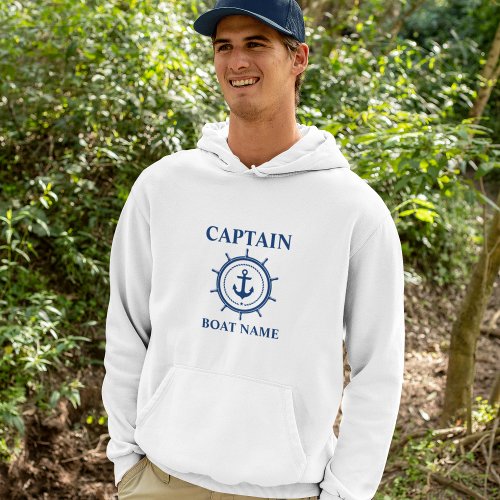 Captain Boat Name Anchor Rope Helm Nautical Hoodie