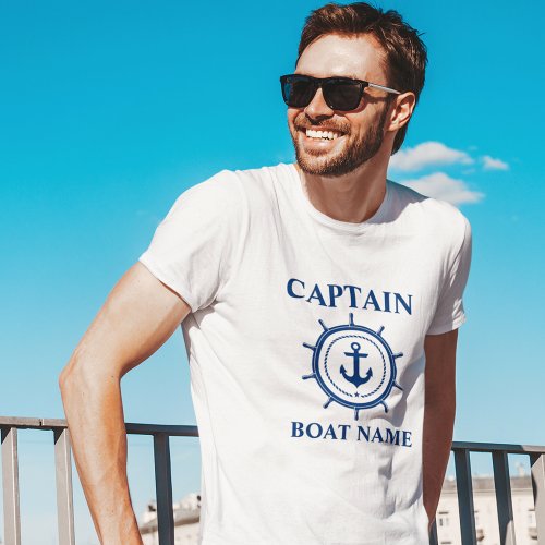 Captain Boat Name Anchor Rope Helm Nautical T_Shirt