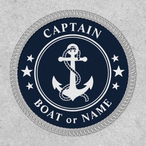 Captain Boat Name Anchor Rope Stars Blue White Patch