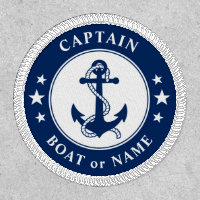 Captain Boat Name Anchor Rope Stars Navy Blue