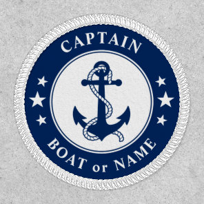 Captain Boat Name Anchor Rope Stars Navy Blue Patch