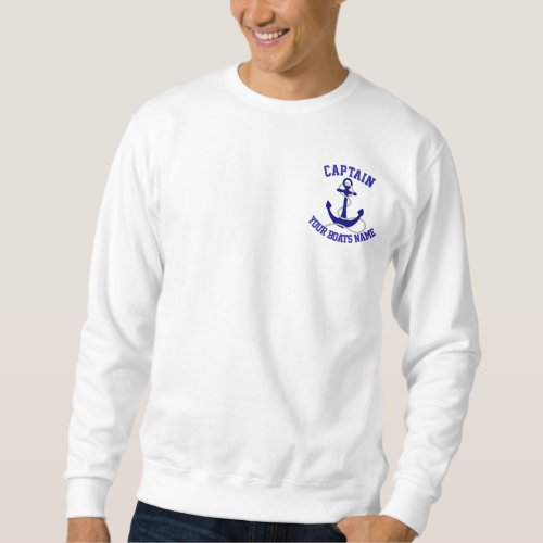 Captain boat name and anchor sweatshirt