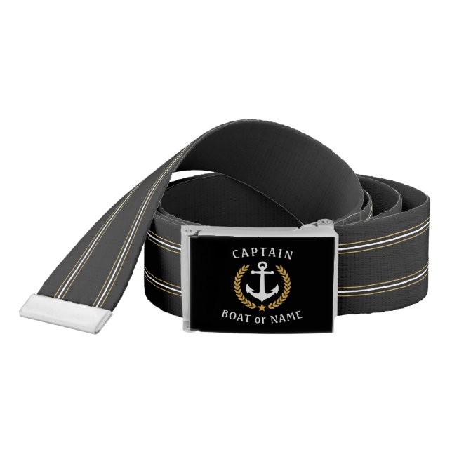 Captain Boat Name Nautical Anchor Gold Laurel Belt (Snake)