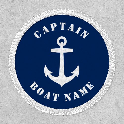 Captain Boat Name Nautical Classic Anchor Navy Patch