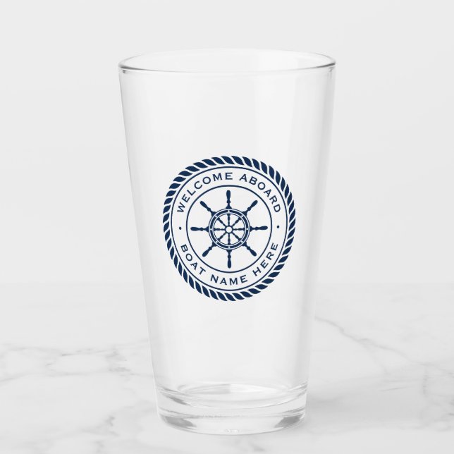 Captain boat name rope frame nautical ship's wheel glass (Front)