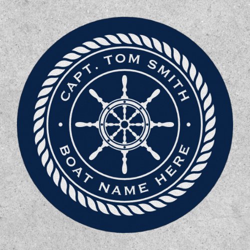 Captain boat name rope frame nautical ships wheel patch