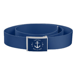 Captain Boat Name Vintage Anchor Stars Navy Blue Belt