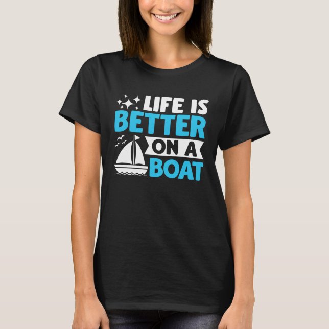 Captain Boater Boating Pontoon  on a Boat T-Shirt (Front)