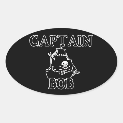 Captain Bob Pirate Ship Oval Sticker