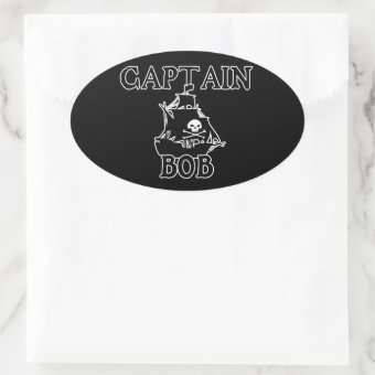 Captain Bob (Pirate Ship) Oval Sticker | Zazzle