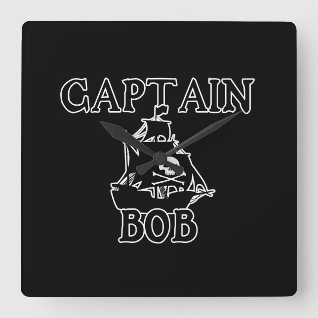 Captain Bob (Pirate Ship) Square Wall Clock (Front)