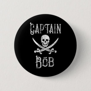 Captain Bob - Vintage Personalized Pirate Boating Button
