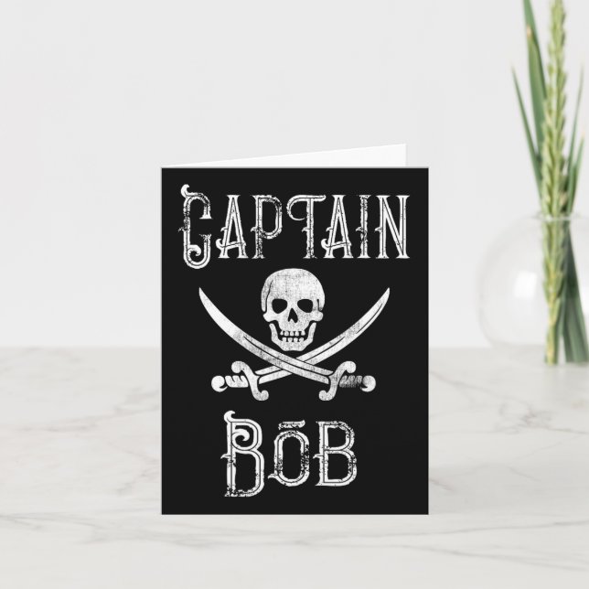 Captain Bob - Vintage Personalized Pirate Boating  Card (Front)