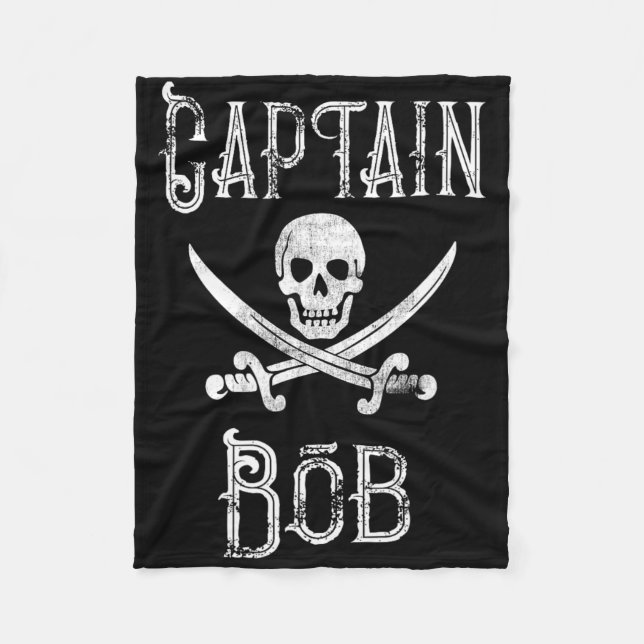 Captain Bob - Vintage Personalized Pirate Boating  Fleece Blanket (Front)