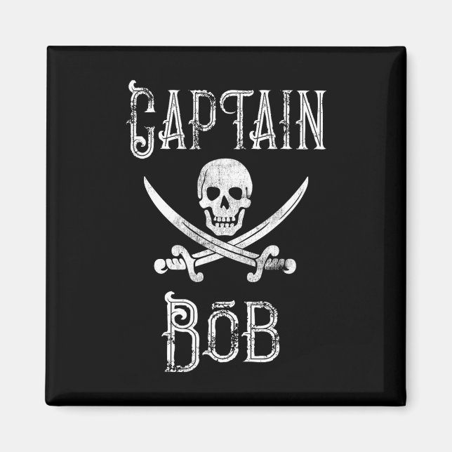 Captain Bob - Vintage Personalized Pirate Boating  Magnet (Front)