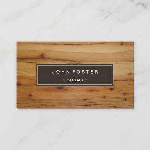Customizable Captain - Border Wood Grain Business Card