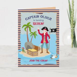 Captain Boy Pirate Ship Birthday Party Invitation
