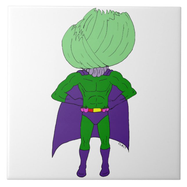 Captain Cabbage  Ceramic Tile (Front)