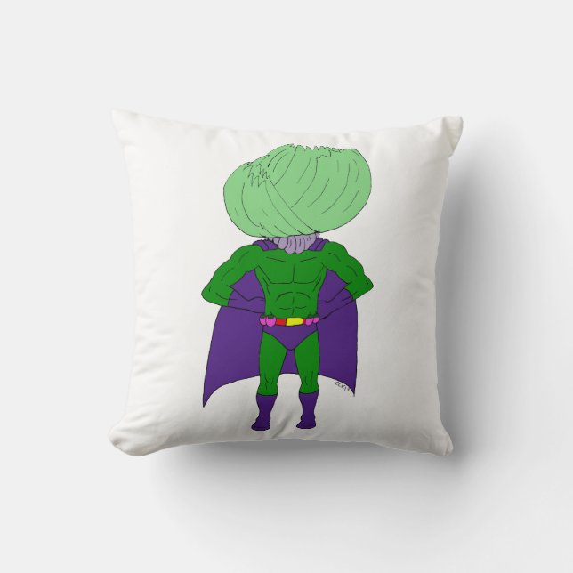 Captain Cabbage  Throw Pillow (Front)
