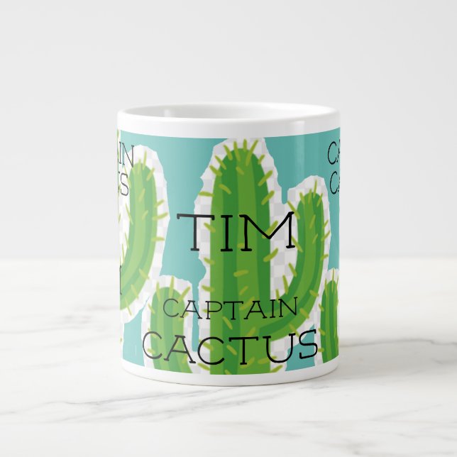 “Captain Cactus” Special Design Jumbo Giant Coffee Mug (Front)