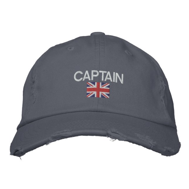 Captain - Captain Logo Union Jack Sailing Embroidered Baseball Cap (Front)