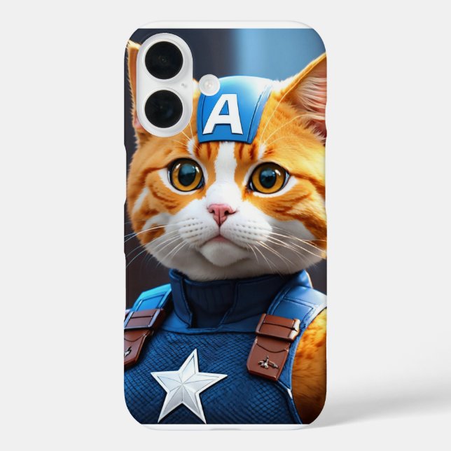 Captain Cat iPhone 16 Cover (Back)