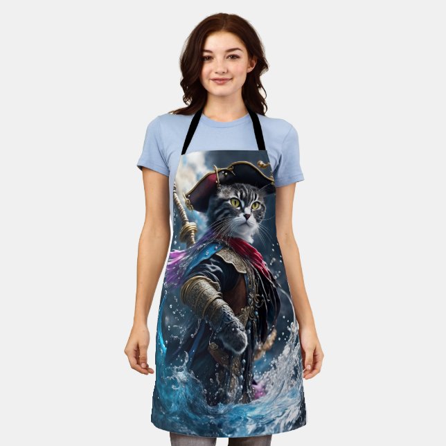 Captain Cat Pirate Epic Kitchen Apron (Worn)