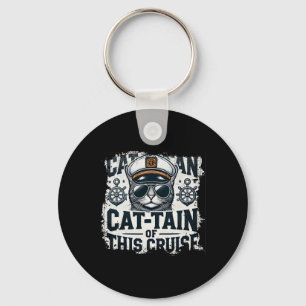 Captain Cat-tain Of Cruise Ship Sea Vacation Kitte Keychain