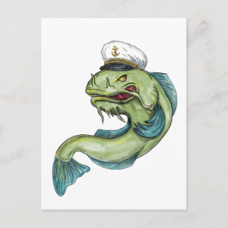 Captain Catfish Tattoo Postcard