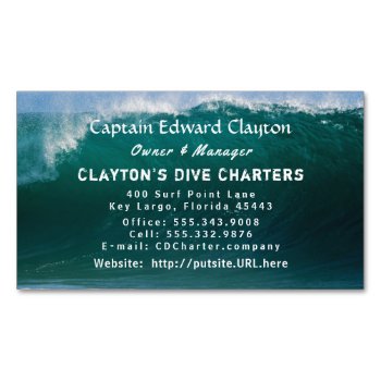 Captain Charter Big Wave Magnetic Business Card by millhill at Zazzle