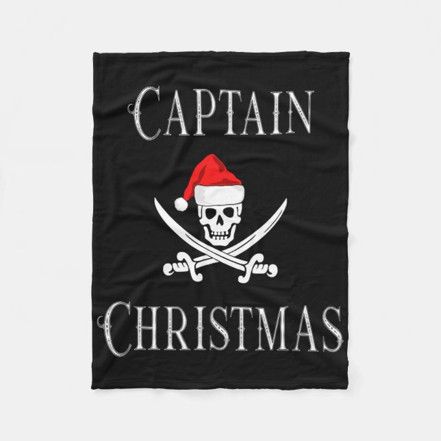 Captain Christmas Holiday Pirate Skull Santa Hat B Fleece Blanket (Front)