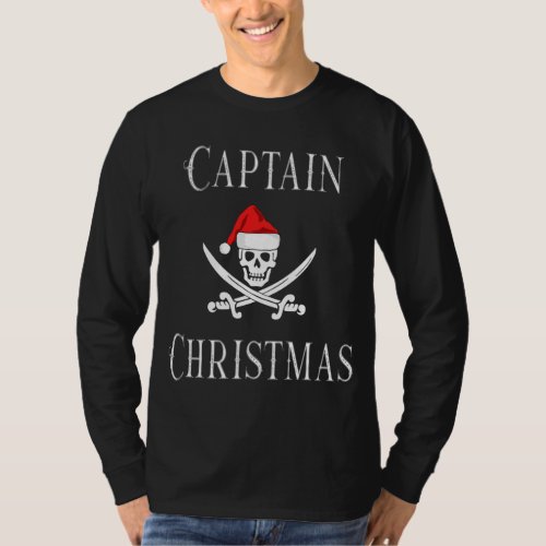 Captain Christmas Holiday Pirate Skull Santa Hat B T_Shirt