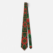 Captain Christmas Red & Green Geometric Scifi Vibe Neck Tie (Front)