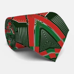 Captain Christmas Red & Green Geometric Scifi Vibe Neck Tie