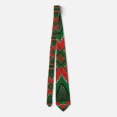 Captain Christmas Red & Green Geometric Scifi Vibe Neck Tie (Back)