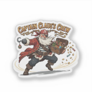 Captain Claus's Crew Christmas Pirate Sticker