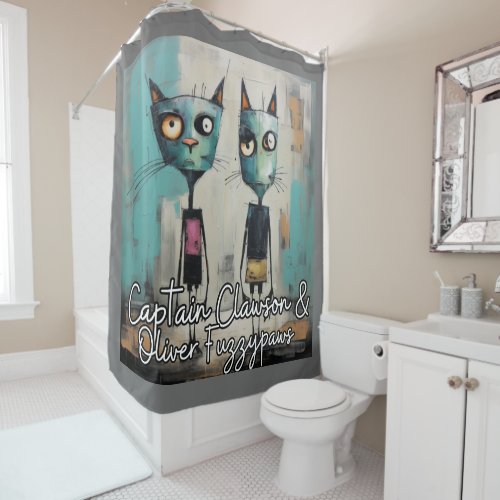 Captain Clawson and Oliver Puzzypaws Shower Curtain