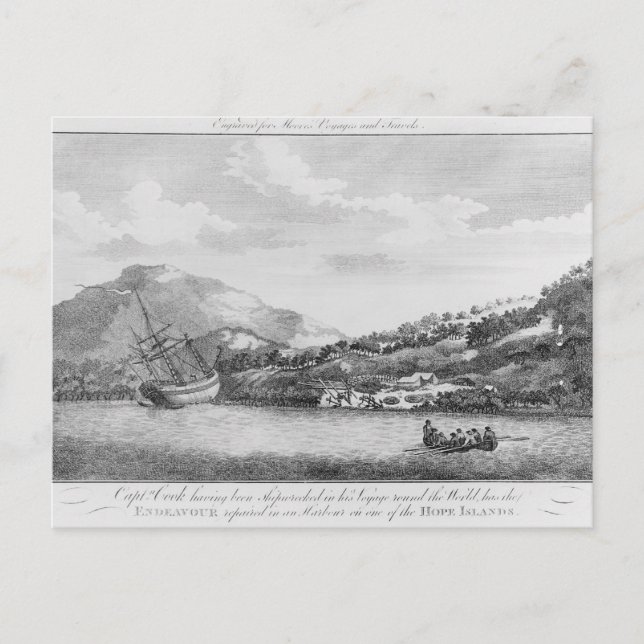 Captain Cook having been shipwrecked Postcard (Front)