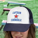 Captain Cornhole Trucker Hat<br><div class="desc">Let everyone know you are captain of the game with the Captain Corn hole trucker hat.</div>
