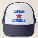 Captain Cornhole Trucker Hat<br><div class="desc">Let everyone know you are captain of the game with the Captain Corn hole trucker hat.</div>