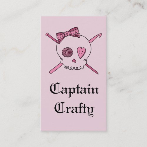 Captain Crafty Skull &amp; Craft Supplies (Pink Back) Business Card Templates