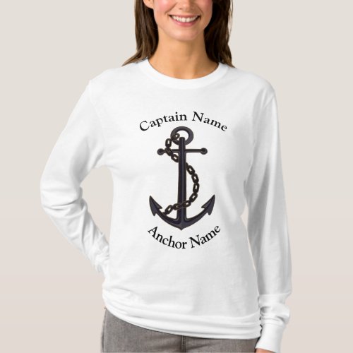 Captain custom name boat and anchor crew T_shirt