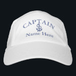 Captain - customizable hat<br><div class="desc">Printed Captain customizable cap .. ideal for sailors .. personalize this captain and anchor cap with your own custom text for FREE .. from Ricaso</div>