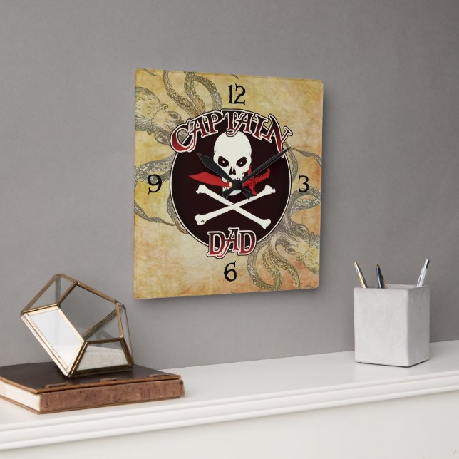 Captain Dad - Embraced by the Deep Square Wall Clock (Office)