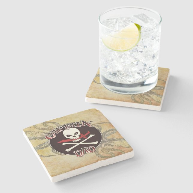 Captain Dad - Embraced by the Deep Stone Coaster (Side)
