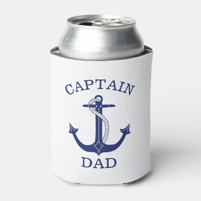 Captain Dad Nautical Anchor Can Cooler (Can Front)